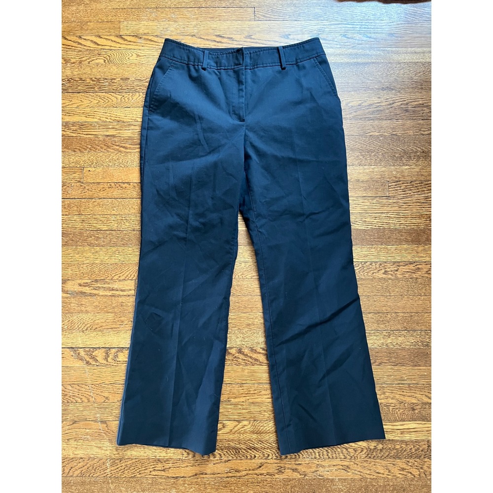 Talbots Heritage Fit Trousers Womens 8 Dark Navy Blue Stretch Cotton Pants